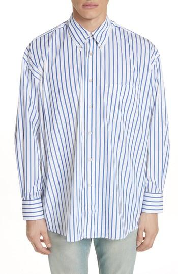 Men's Our Legacy Oversize Stripe Woven Shirt - Blue