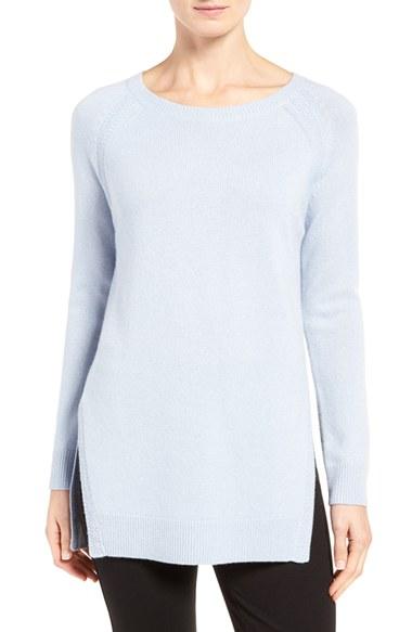 Women's Nordstrom Collection Side Slit Cashmere Sweater - Blue