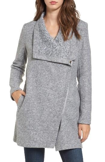Women's Bb Dakota Maggie Brushed Fleece Drape Collar Coat - Grey