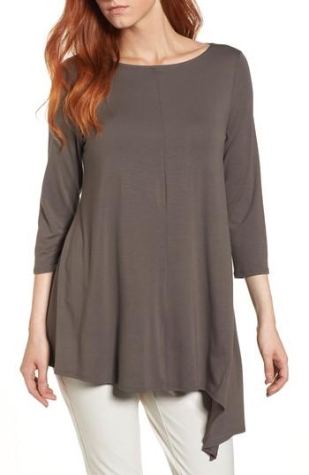 Women's Eileen Fisher Asymmetrical Jersey Top - Grey