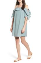 Women's Soprano Ruffle Cold Shoulder Shift Dress - Green