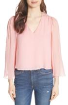 Women's Alice + Olivia Jerrica Bell Sleeve Silk Blouse - Pink