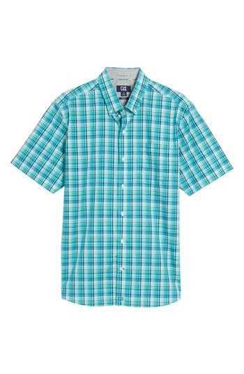 Men's Cutter & Buck Tobias Non-iron Plaid Woven Shirt, Size - Green