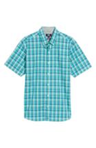 Men's Cutter & Buck Tobias Non-iron Plaid Woven Shirt, Size - Green
