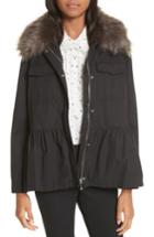 Women's Kate Spade New York Faux Fur Trim Military Jacket - Black