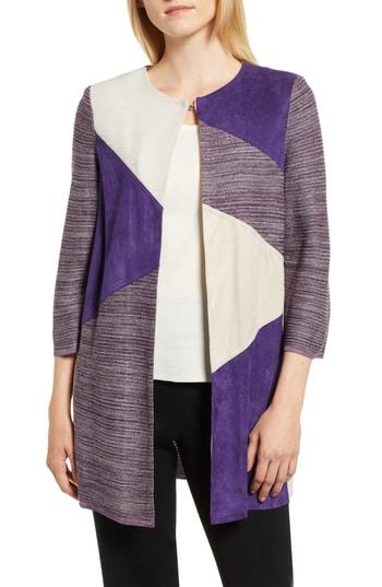 Women's Ming Wang Colorblock Mixed Media Jacket - Purple