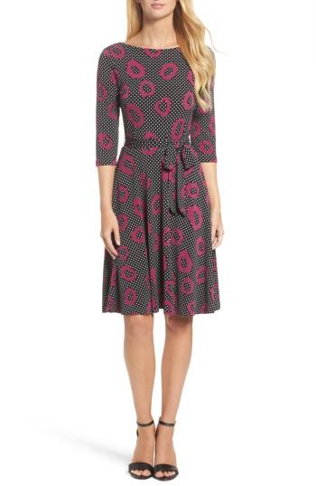 Women's Leota Belted Print Jersey A-line Dress