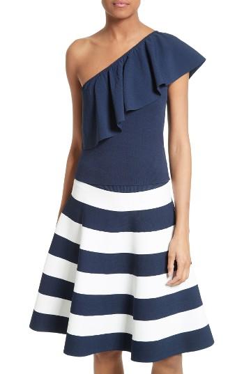 Women's Milly One-shoulder Flounce Knit Top, Size - Blue