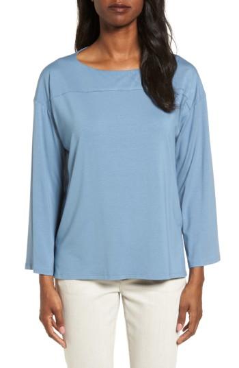 Women's Eileen Fisher Boxy Jersey Top, Size - Blue
