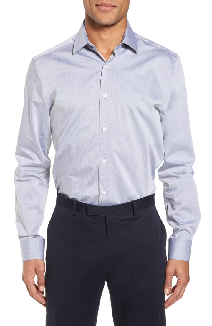 Men's Duchamp Trim Fit Solid Dress Shirt .5 - 34/35 - Grey