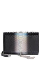 Saint Laurent Kate Degrade Genuine Python Crossbody Bag - Black