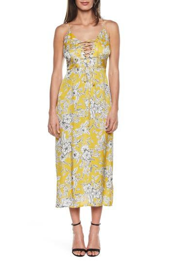 Women's Bardot Karina Lace-up Midi Dress - Yellow