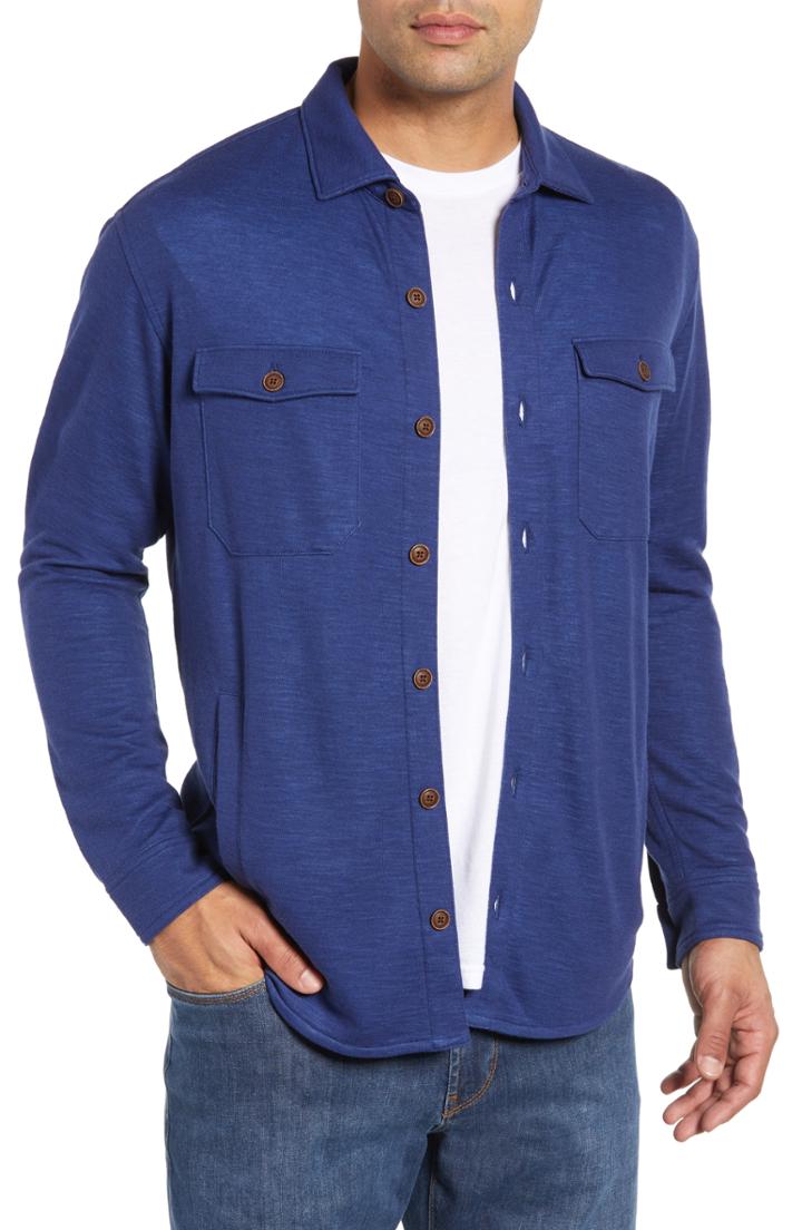 Men's Peter Millar Seaside Regular Fit Knit Shirt Jacket - Blue