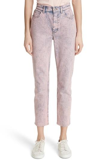 Women's La Vie Rebecca Taylor Ines Acid Wash Crop Jeans - Pink