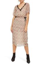 Women's Topshop Ditsy Embroidered Lace Midi Dress Us (fits Like 0) - Beige