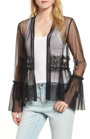 Women's Willow & Clay Ruffle Mesh Jacket, Size - Blue