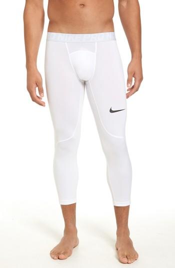 Men's Nike Pro Three Quarter Training Tights, Size - White
