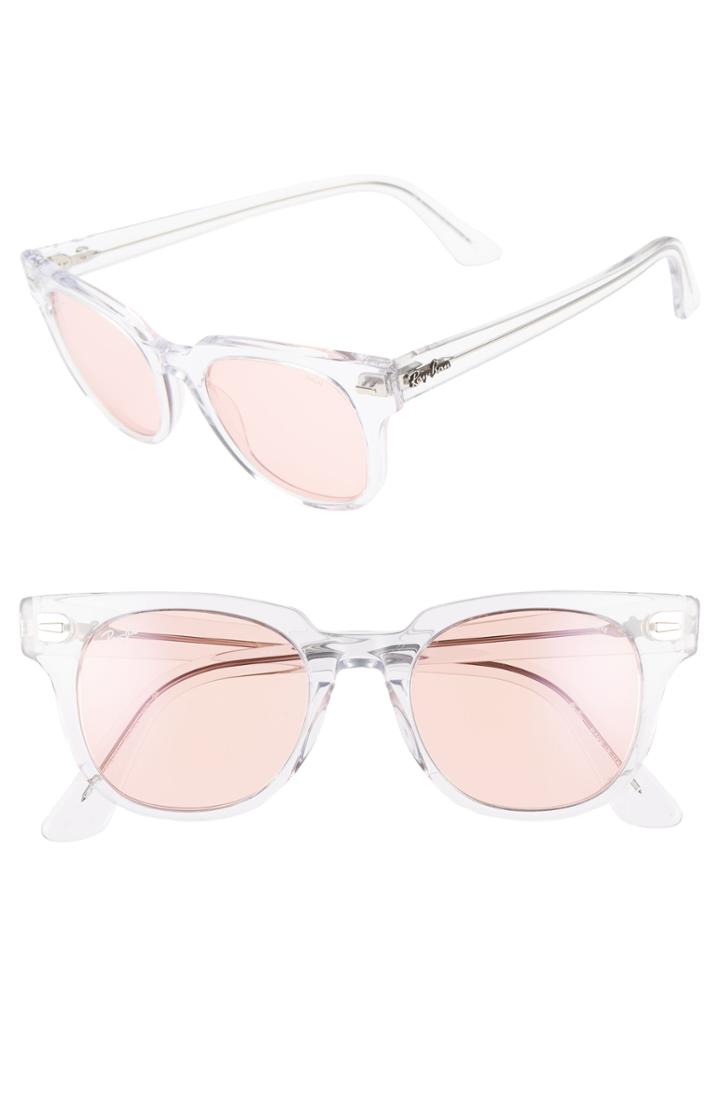 Women's Ray-ban Meteor 50mm Polarized Wayfarer Sunglasses - Crystal/ Pink Solid