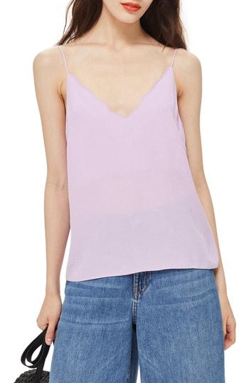 Women's Topshop Scallop Camisole Us (fits Like 2-4) - Purple