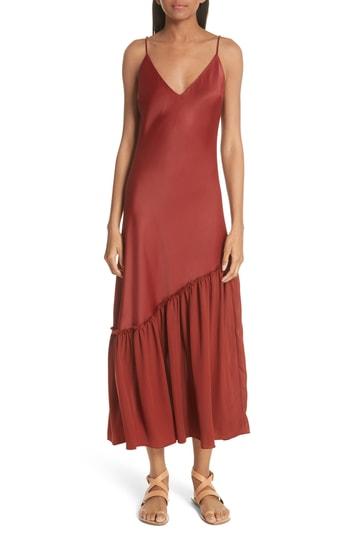Women's Frame Ruffle Hem Satin Slipdress