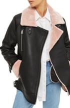 Women's Topshop Lola Biker Jacket Us (fits Like 0-2) - Black