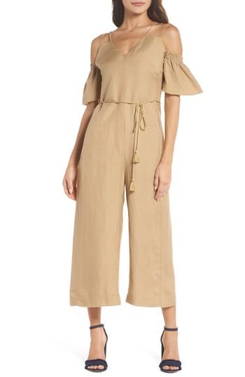 Women's Caara Cold Shoulder Jumpsuit - Beige