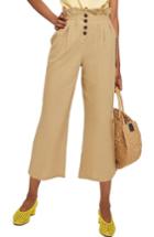 Women's Topshop Button Wide Leg Crop Trousers Us (fits Like 0) - Beige