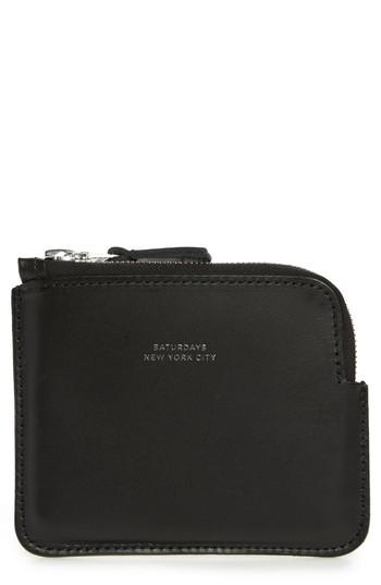 Men's Saturdays Nyc Leather Half Zip Wallet - Black