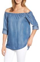 Women's Billy T Roll Sleeve Off The Shoulder Top - Blue