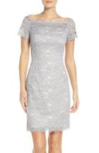 Women's Adrianna Papell Off The Shoulder Lace Sheath Dress - Blue