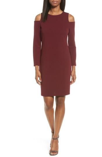 Women's Halogen Knit Cold Shoulder Dress - Burgundy