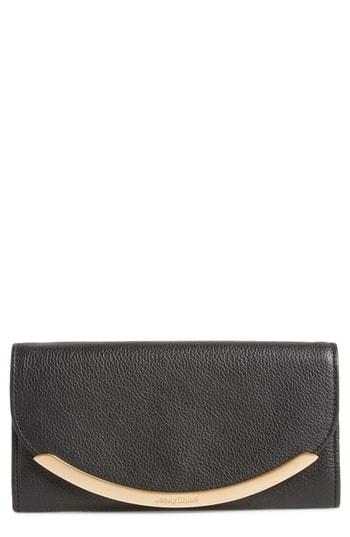 Women's See By Chloe Lizzie Leather Continental Wallet - Black