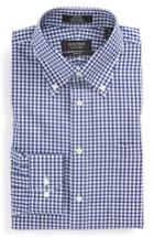 Men's Nordstrom Men's Shop Trim Fit Non-iron Gingham Dress Shirt .5 - 32/33 - Blue