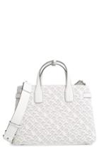 Burberry Perforated Medium Banner Leather Tote - White