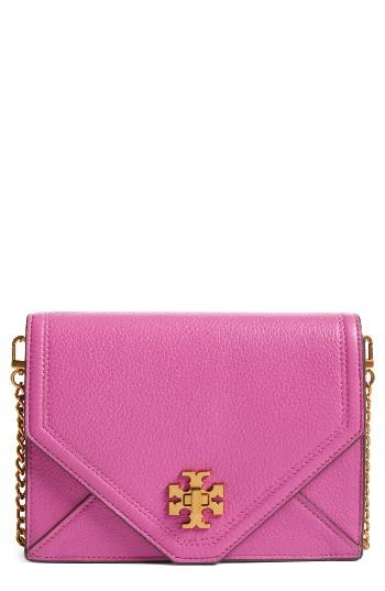 Tory Burch Kira Leather Envelope Clutch - Purple