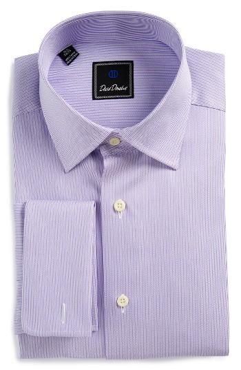 Men's David Donahue Regular Fit Stripe Dress Shirt .5 32/33 - White