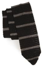 Men's Michael Bastian Stripe Knit Silk Tie, Size - Black
