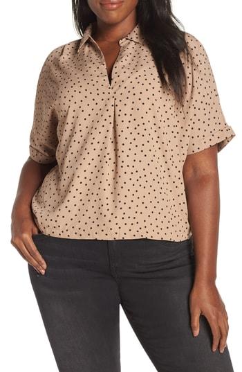 Women's All In Favor Short Sleeve Crop Blouse, Size - Beige