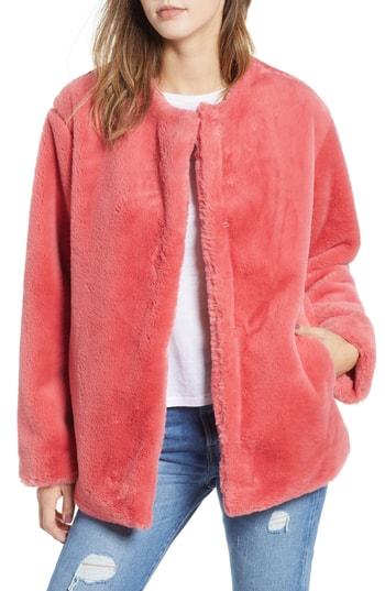 Women's Bernardo Borg Faux Fur Jacket - Pink