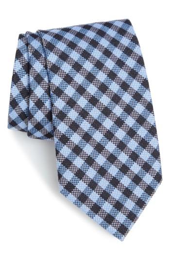 Men's Nordstrom Men's Shop Check Silk & Wool Tie, Size - Blue