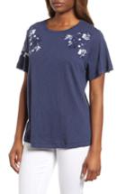 Women's Caslon Embroidered Tee - Blue