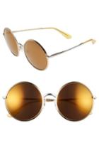 Women's Dolce & Gabbana 56mm Mirrored Round Sunglasses - Gold