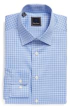 Men's David Donahue Regular Fit Check Dress Shirt .5 - 32/33 - Blue
