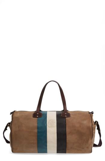 Ghurka Grove Stripe Leather Duffel Bag - Beige