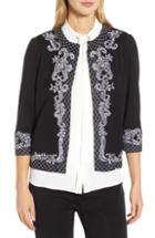 Women's Ming Wang Embroidered Knit Jacket - Black