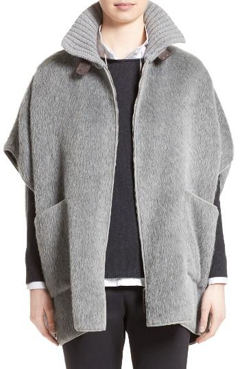 Women's Fabiana Filippi Textured Alpaca & Wool Cape, Size - Grey