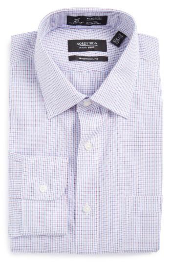 Men's Nordstrom Men's Shop Smartcare(tm) Traditional Fit Check Dress Shirt .5 32 - Purple