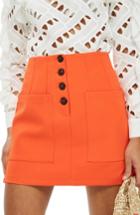 Women's Topshop Pocket Button Miniskirt Us (fits Like 0-2) - Orange
