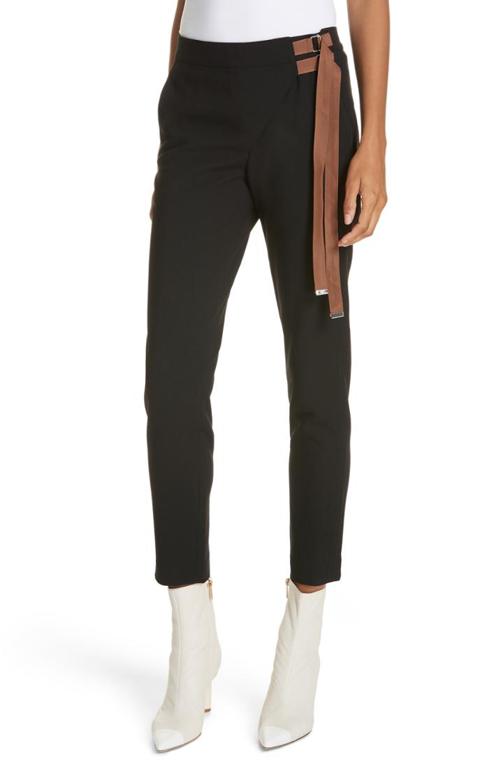 Women's Tibi Anson Stretch Side Buckle Skinny Pants - Black