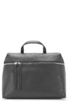 Kara Pebbled Leather Satchel - Black